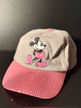 Disneyland Resort Mickey Mouse Baseball Cap * Pink Sequin Bill * Adult 55-59cm